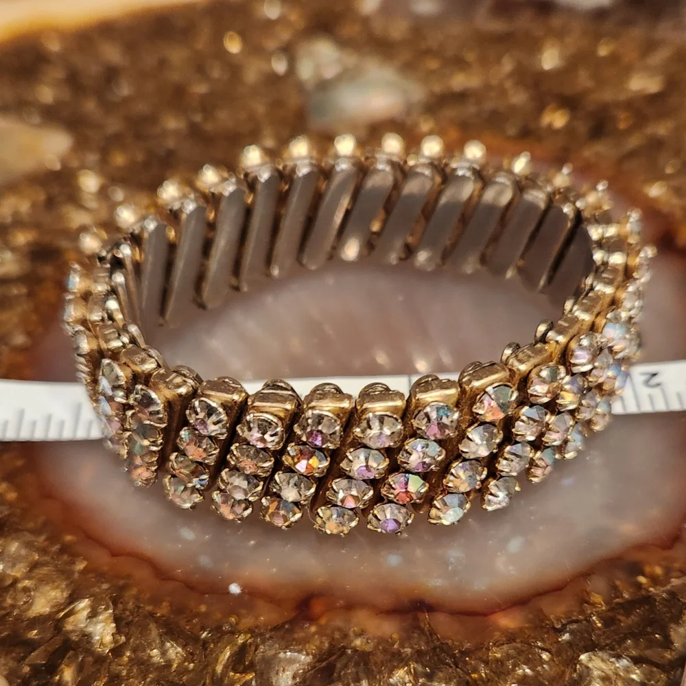 Gold Stretch Bracelet with Aurora Crystals